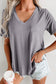 Grey V Neck Pocketed Tee